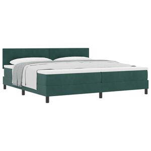 vidaXL Lit &agrave; ressorts avec matelas Vert fonc&eacute; 200 x 200 cm Velours