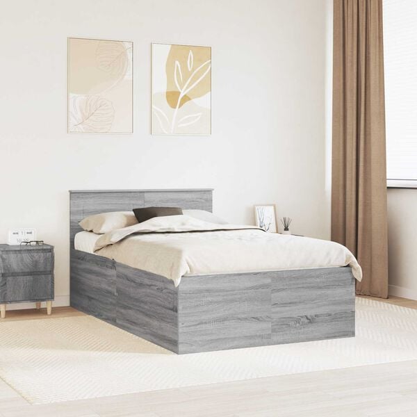 vidaXL Cadre de lit Gris Sonoma 120 x 200 cm Bois d'ing&eacute;nierie