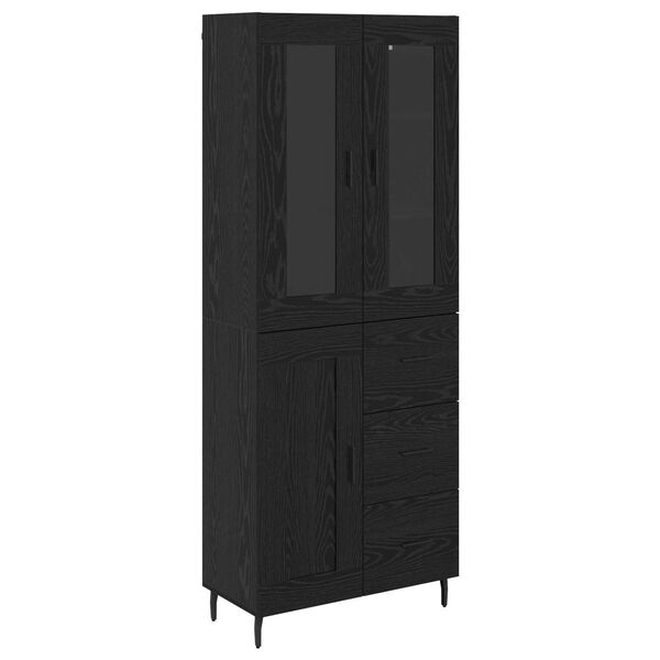 vidaXL Haut Armoire 2 pcs Ch&ecirc;ne noir Bois Agglom&eacute;r&eacute; et Verre