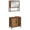 vidaXL Ensemble de mobilier de salle de bain avec porte 4 pcs Marron