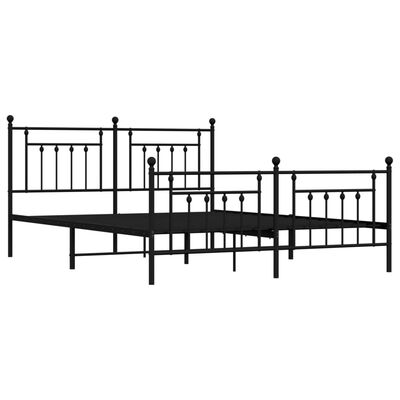 vidaXL Cadre de lit métal sans matelas avec pied de lit noir 183x213cm