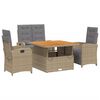 vidaXL Ensemble &agrave; manger de jardin coussins 4 pcs beige r&eacute;sine tress&eacute;e