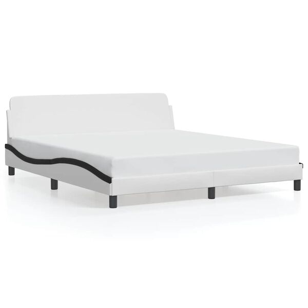 vidaXL Cadre de lit Dover blanc et noir 180x200 cm similicuir