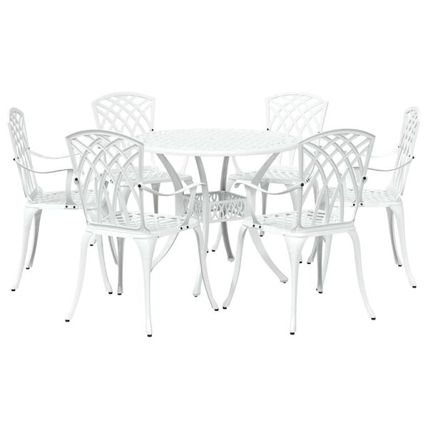 vidaXL Ensemble de salle &agrave; manger pour jardin 7 pcs Blanc Aluminium