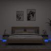 vidaXL Armoires de chevet avec lumi&egrave;res LED 2 pcs gris b&eacute;ton