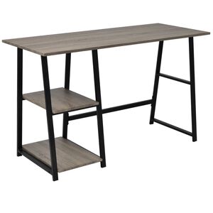 vidaXL Bureau avec 2 &eacute;tag&egrave;res Gris et ch&ecirc;ne