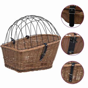 vidaXL Panier arri&egrave;re de v&eacute;lo avec couvercle 55x31x36 cm Saule naturel