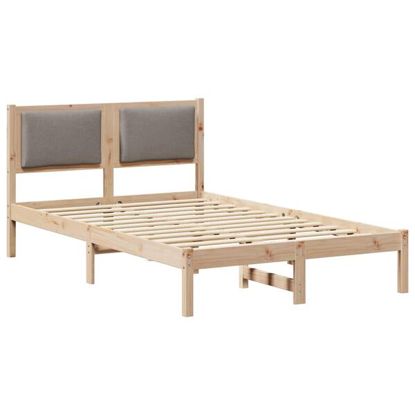 vidaXL Cadre de lit avec t&ecirc;te de lit Taupe 120 x 200 cm Pin massif