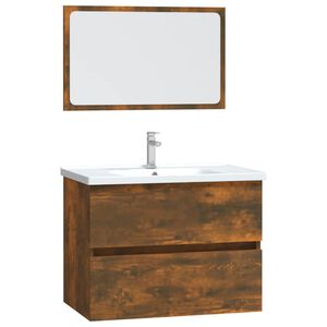 vidaXL Ensemble de meubles de salle de bain 2 pcs Ch&ecirc;ne fum&eacute;