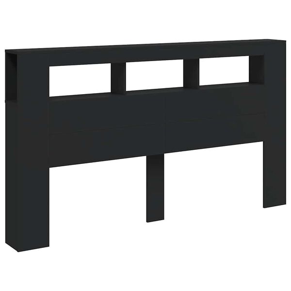 vidaXL T&ecirc;te de lit &agrave; LED noir 180x18,5x103,5 cm bois d'ing&eacute;nierie