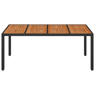 vidaXL Table de jardin dessus en bois Noir 190x90x75 cm Résine tressée