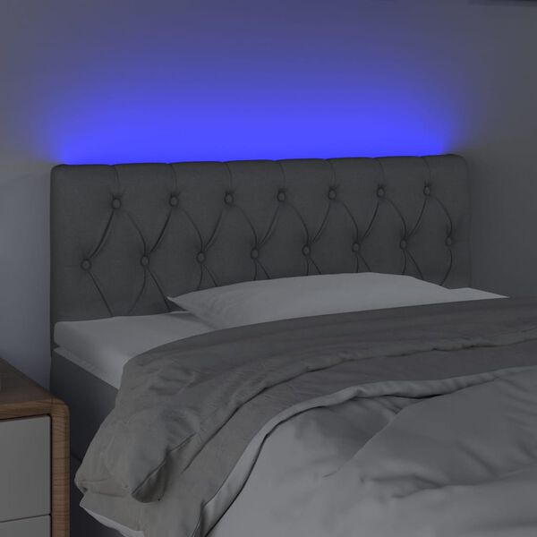 vidaXL T&ecirc;te de lit &agrave; LED Gris clair 100x7x78/88 cm Tissu