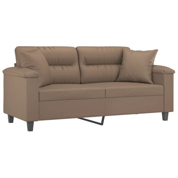 vidaXL Canap&eacute; 2 places et oreillers et coussins Cappuccino 140 cm