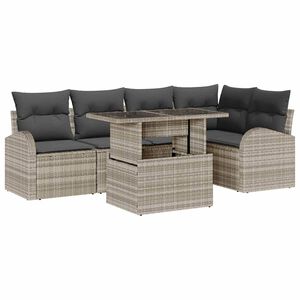 vidaXL Ensemble de canap&eacute; de jardin 6 pc 5-Nombre de places Gris clair