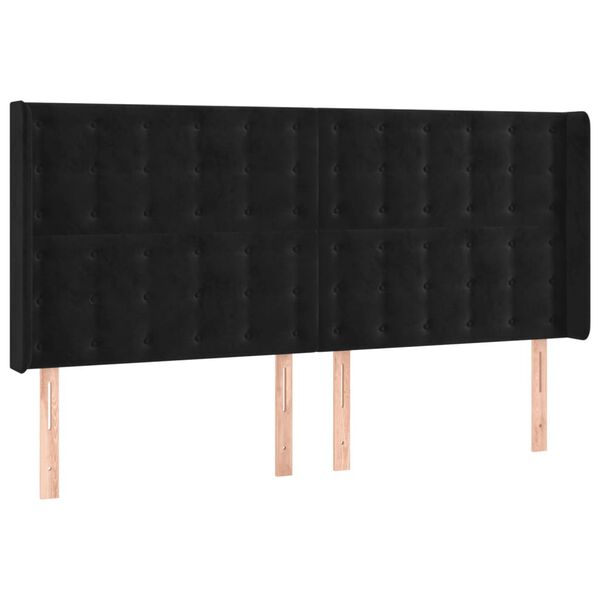 vidaXL T&ecirc;te de lit avec oreilles Noir 163x16x118/128 cm Velours
