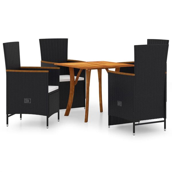 vidaXL Ensemble &agrave; manger de jardin 5 pcs noir