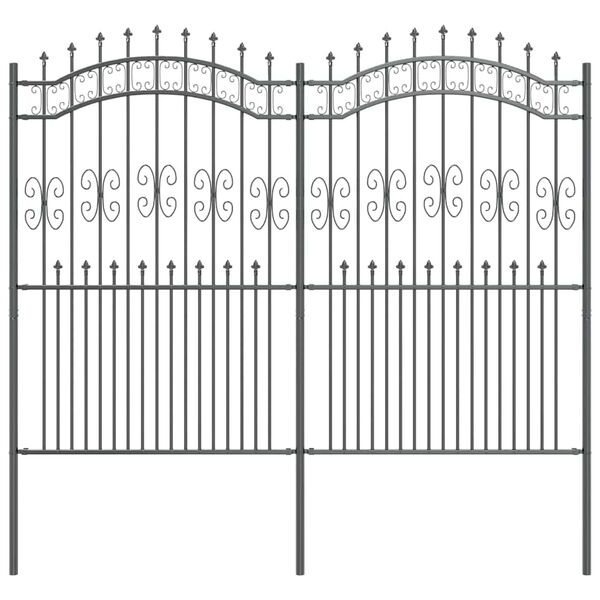 vidaXL Cl&ocirc;ture de jardin Gris 240 x 228 cm Acier peint par poudre