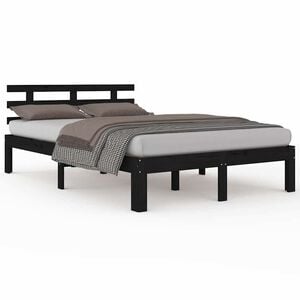 vidaXL Cadre de lit sans matelas noir bois massif 200x200 cm