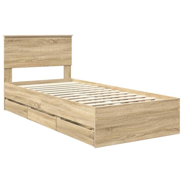 vidaXL Cadre de lit Ch&ecirc;ne Sonoma 90 x 200 cm Bois Ing&eacute;nierie