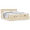 VidaXL Cadre de lit ottoman avec matelas cr&egrave;me 200x200cm tissu