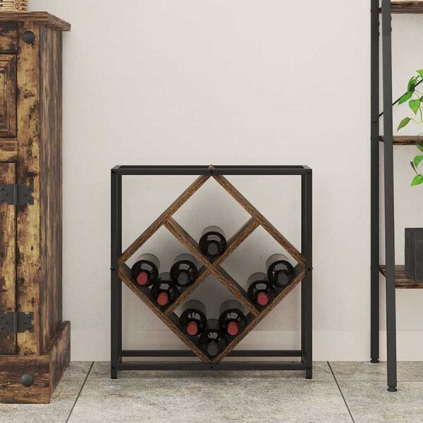 vidaXL Étagère à vin Chêne fumé 51 x 18 x 52,5 cm Bois d'ingénierie