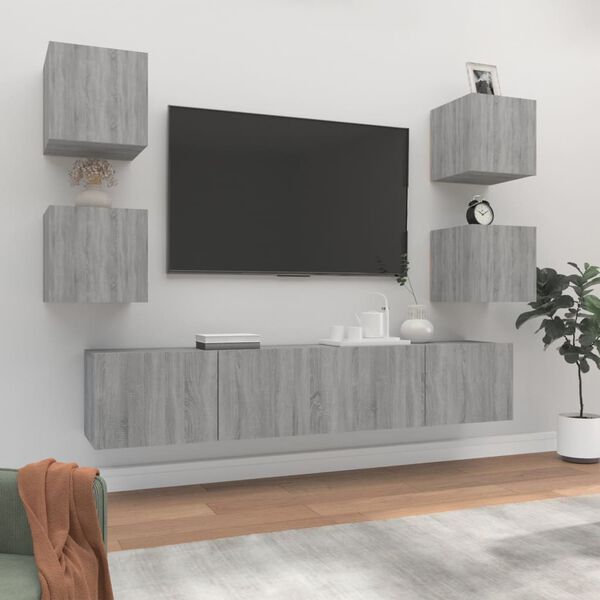 vidaXL Ensemble de meubles TV 6 pcs Sonoma gris Bois d'ing&eacute;nierie