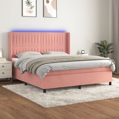 vidaXL Sommier à lattes de lit matelas et LED Rose 160x200 cm Velours