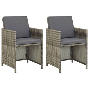 vidaXL Chaises de jardin lot de 2 avec coussins R&eacute;sine tress&eacute;e Gris