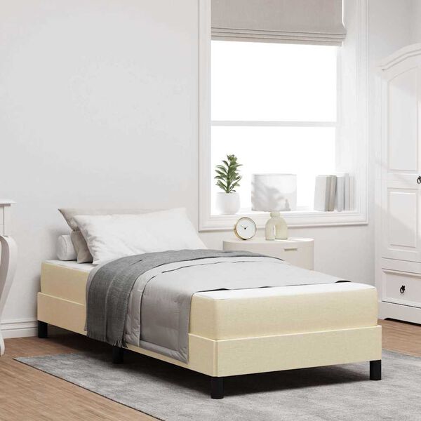 vidaXL Lit &agrave; ressorts avec matelas Cr&egrave;me 90 x 190 cm tissu