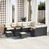 vidaXL Ensemble de canap&eacute; de jardin avec coussin Noir Poly rotin