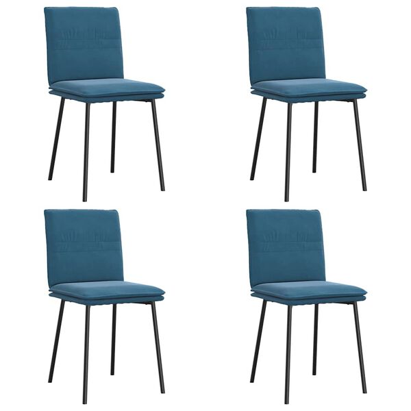 vidaXL Chaises &agrave; manger lot de 4 Bleu Velours