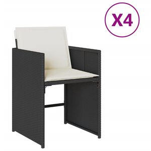 vidaXL Chaises de jardin lot de 4 avec coussins noir r&eacute;sine tress&eacute;e
