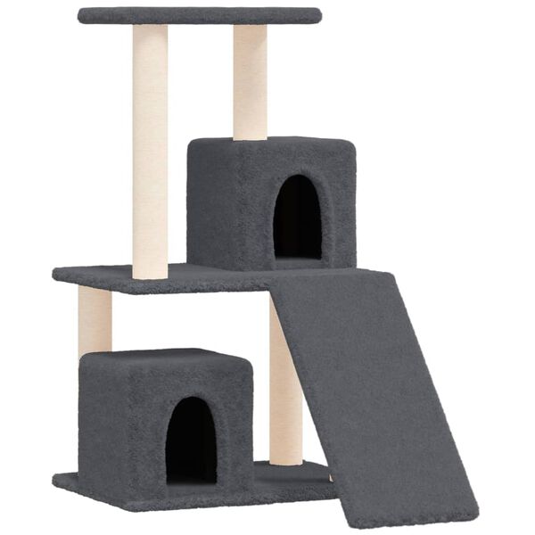 vidaXL Arbre &agrave; chat avec griffoirs en sisal Gris fonc&eacute; 82 cm