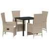vidaXL Ensemble de salle &agrave; manger pour jardin 5 pc Beige polyrotin