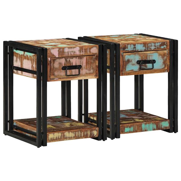 vidaXL Cabinet de chevet avec tiroir 2 pcs Multicolore 40 x 40 x 50 cm