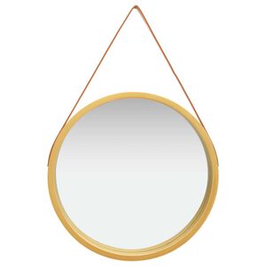 vidaXL Miroir mural avec sangle 60 cm Dor&eacute;