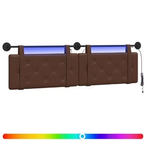 vidaXL T&ecirc;te de lit suspendue Avec lumi&egrave;re LED Marron Simili cuir