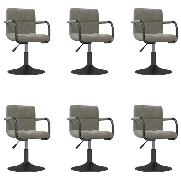 vidaXL Chaises pivotantes &agrave; manger lot de 6 gris clair velours