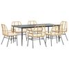 vidaXL Ensemble &agrave; manger jardin coussins 7pcs marron rpoly otin verre