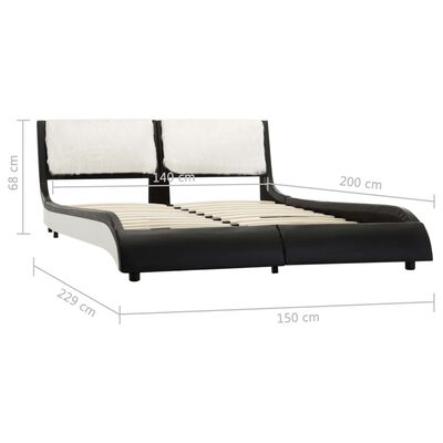 vidaXL Cadre de lit Noir et blanc Similicuir 140 x 200 cm