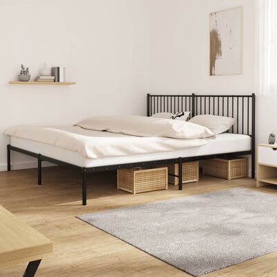 vidaXL Cadre de lit métal sans matelas avec tête de lit noir 193x203cm