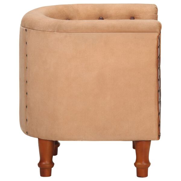vidaXL Chaise cabriolet marron cuir v&eacute;ritable bois de manguier massif