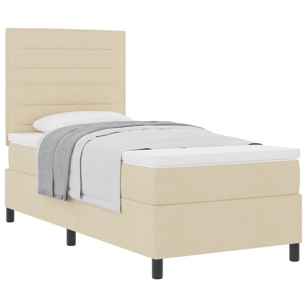 vidaXL Lit &agrave; ressorts avec matelas Cr&egrave;me 90 x 190 cm tissu