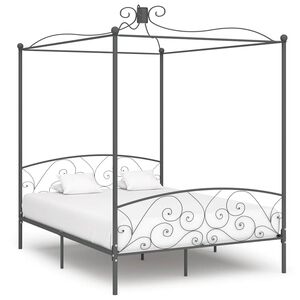 vidaXL Cadre de lit &agrave; baldaquin sans matelas gris m&eacute;tal 180x200 cm