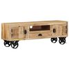 vidaXL Meuble TV avec roues 110x30x37 cm Bois de manguier brut