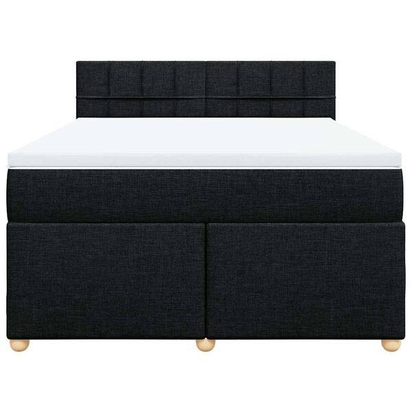 vidaXL Sommier &agrave; lattes de lit avec matelas Noir 140x190 cm Tissu