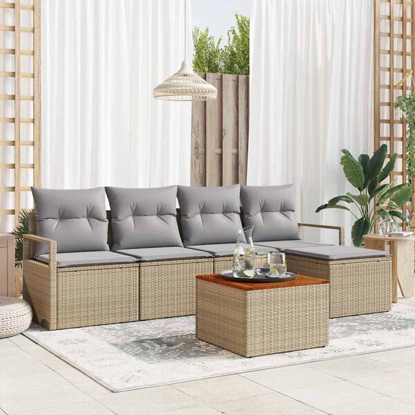 vidaXL Ensemble de canap&eacute; de jardin 6 pcs Beige et Gris clair