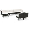 vidaXL Salon de jardin 9 pcs avec coussins R&eacute;sine tress&eacute;e Noir