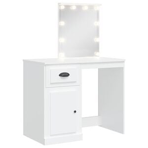 vidaXL Coiffeuse avec lumi&egrave;res LED blanc 90x42x132,5 cm