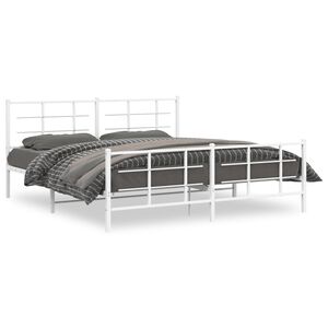 vidaXL Cadre de lit m&eacute;tal sans matelas et pied de lit blanc 183x213 cm